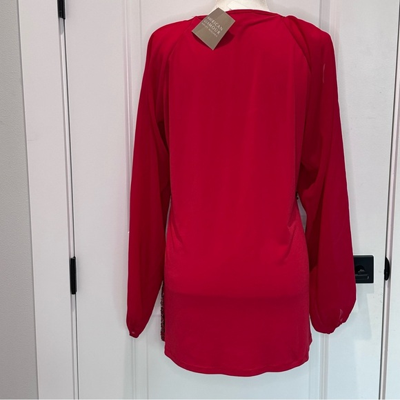 Badgley Mischka American Glamour Red Sequin Blouse Top Vintage Style Size M - Picture 3 of 9